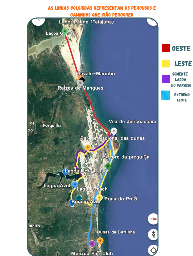 Mapa dos roteiros da Magnuz Jeri